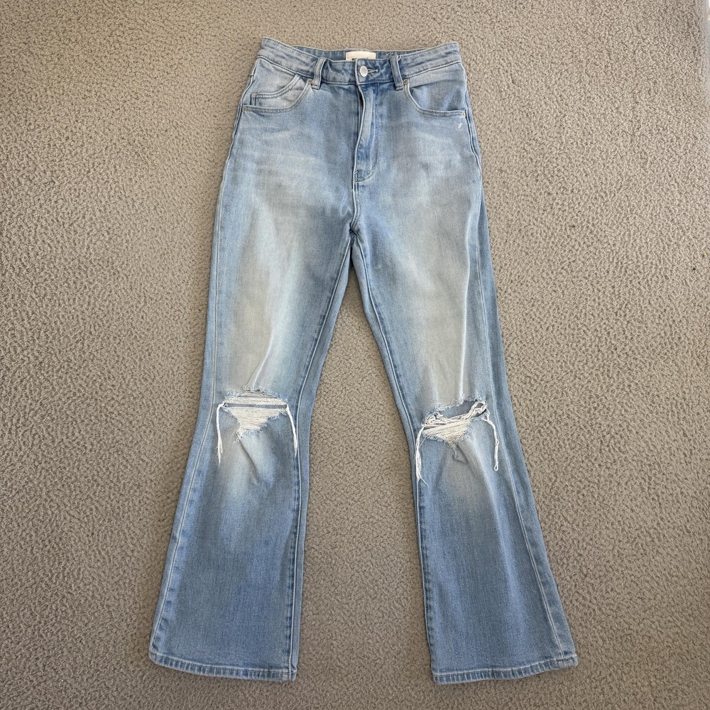 Rollas Jeans sz 26 High Rise Slim Bootcut Cropped Distress Light Wash 26 x 27